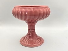 Vintage Dartmouth pink pedestal vase - ribbed studio pottery pedestal bowl - 223