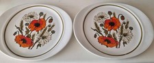 2 X J & G Meakin Ironstone Pottery Poppy Oval Plates  27cms 10.5 inches 1970s