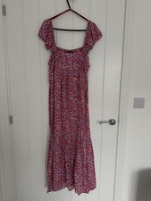 Zara Women's Red/blue Floral Maxi Dress Size M