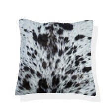 Handcrafted Black & White Cowhide Cushion Cover, 15" Square, Reversible, Elegant