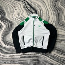 VTG Sergio Tacchini Orlando Full Zip Sz XL White Green Black Stripe Track Jacket
