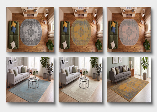 Distressed effect rug round - effect,