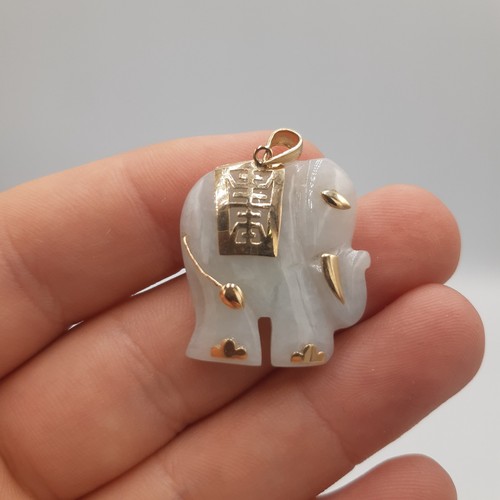 Vintage 14k gold white jade - white,