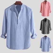 Mens Collarless Shirts Vintage