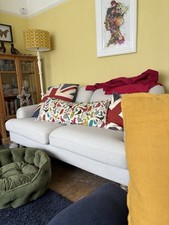 DFS 'Livie' 2-Seater Sofa Biscuit Fabric, Twill English Scroll Arm