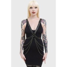 Killstar Punk Goth Devil Energy Pentagram Harness Chain Black Belt XS S NWT