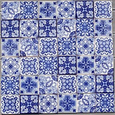 36 AUTHENTIC MEXICAN TILES Large OBIDOS AZUL Mix