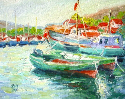 Yachts original oil - yachts,