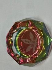 SMART Icy Rainbow Leaf Design  Glass Ashtray Octagon Shaped Smoking Ashtray NEW