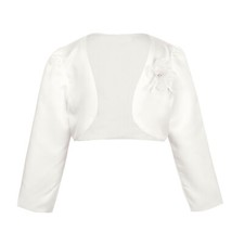 Girls Long Sleeves Bolero Shrug Wedding Satin Open Front Flower Girl Cardigan