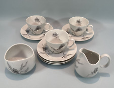 Rosenthal Continental China Raymond Loewy Jet Rose Cups Saucers Jug Sugar Bowl