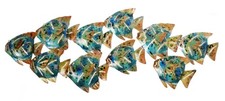 School blue green gold fish - of,