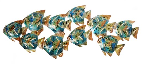 School blue green - blue/green/gold, fish