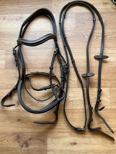 Eric Thomas full size brown leather anatomical comfort bridle half rubber reins