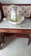 Antique Victorian Washstand With Jug And Bowl And Small Ceramic Dish