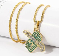 Hip-Hop  Dollar Sign Necklace Money Pendant Chain Silver Jewellery Rapper Bling