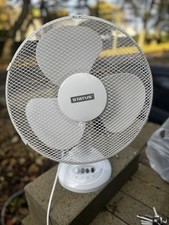 30W 12-inch Air Cooling Oscillating Table Desk Fan, 3-Speed, White