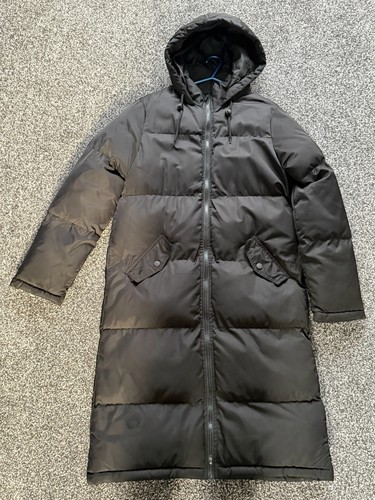 Black long down puffer - black,
