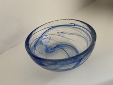 Set 5 Bormioli Rocco Murano Salad Dessert Bowl Cobalt Blue Swirl Art Glass 5.5”