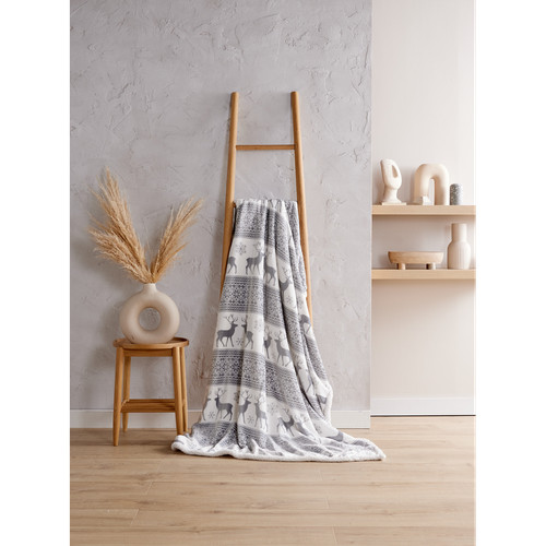 Nordic sherpa fleece throw - nordic,