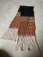 Missoni Crochet wool mix Scarf rich dark brown, ochre, rust, beige  Immaculate