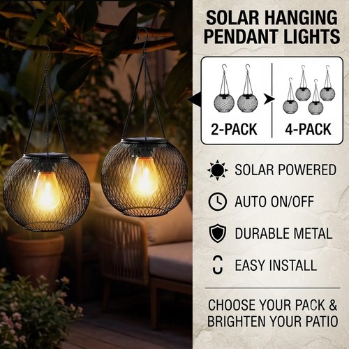 Solar powered led hanging - 4x,