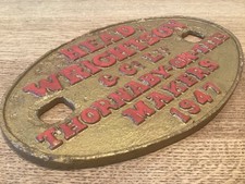Railway Builders Plate ~ Head Wrightson & Co Ltd. Thornaby On Tees. Makers. 1947