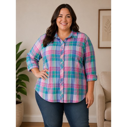 Talbots cotton pastel plaid - talbots,