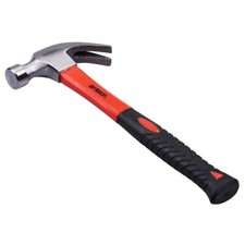 Claw Hammer 16oz Steel Solid Fibreglass Straight Handle Shaft Rubber Carpenter