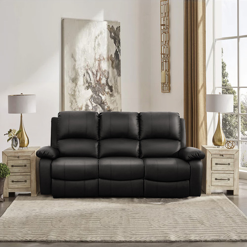 Black recliner sofa faux - black,