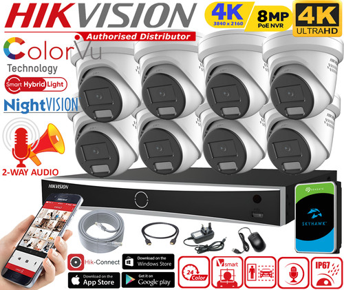 Hikvision 8mp colorvu poe cctv - colorvu,
