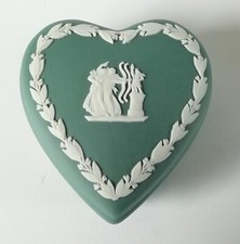 Wedgwood Jasperware Teal Green Heart Trinket Box - The Archer