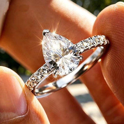 2ct pear cut moissanite half - pear,