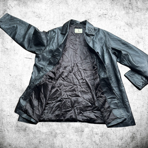Vintage 90s black leather car - 90s,