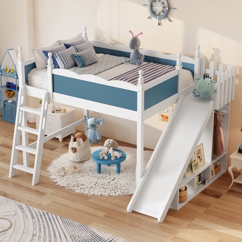 Blue white solid wood - white,