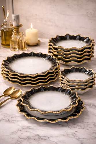 Modern black gold dinnerware - modern,