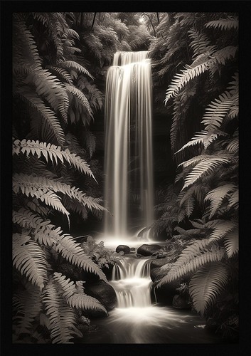 Waterfall beautiful framed - waterfall,