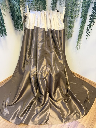 Brown cream faux silk - brown,