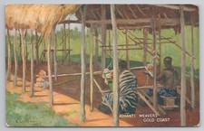 Gold Coast Postcard Ashanti Weavers Kente Cloth Tuck E Cheesman c1924 Art