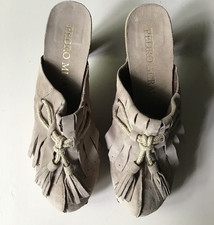 Pedro Miralles Beige Tassel Suede Shoes Clogs - Size 7 / Eur 41