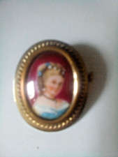 Vintage  Hand Painted Porcelain Limoges Brooch Victorian Lady