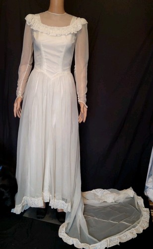 Vtg bridal dress 1970 lace - bridal, 1970’s