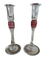 Ruby Red Hand Blown Glass Candle Stick Holder 25cm Tall