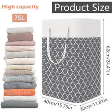 Laundry Basket Washing Dirty Clothes Folding Hamper Bag Storage Bin Handle LARGE