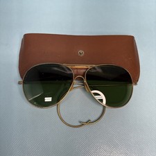 Vintage 40s-50s  Hook Aviator Gold Sunglasses Flight Brow Bar WW2 Era