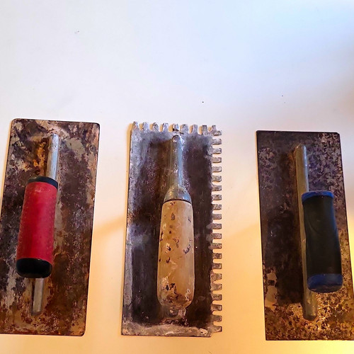 3pc metal notched trowel set - metal,
