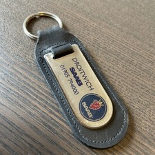Saab Scania Droitwich Leather Chrome Key Ring/Fob Dealer Garage 93 95 900 Aero 