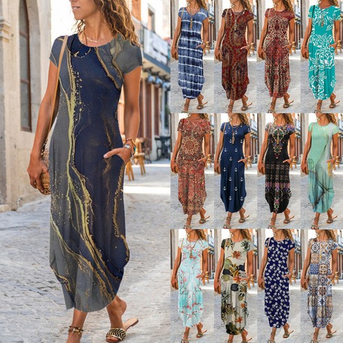 Ladies summer boho print maxi - summer,