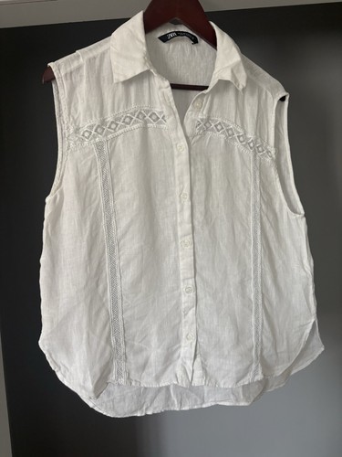 Zara white 100 linen - white,