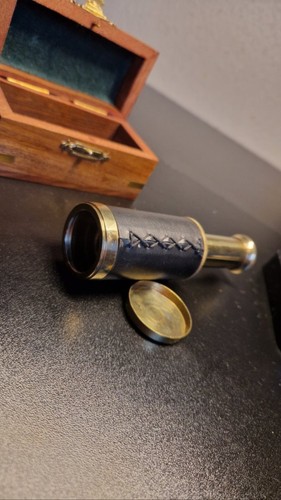 Vintage brass pocket telescope - vintage,